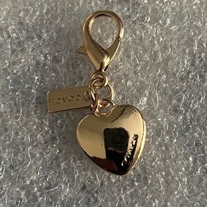 New Gold Heart Zipper Pull Keychain Bag Charm With Hang Tag